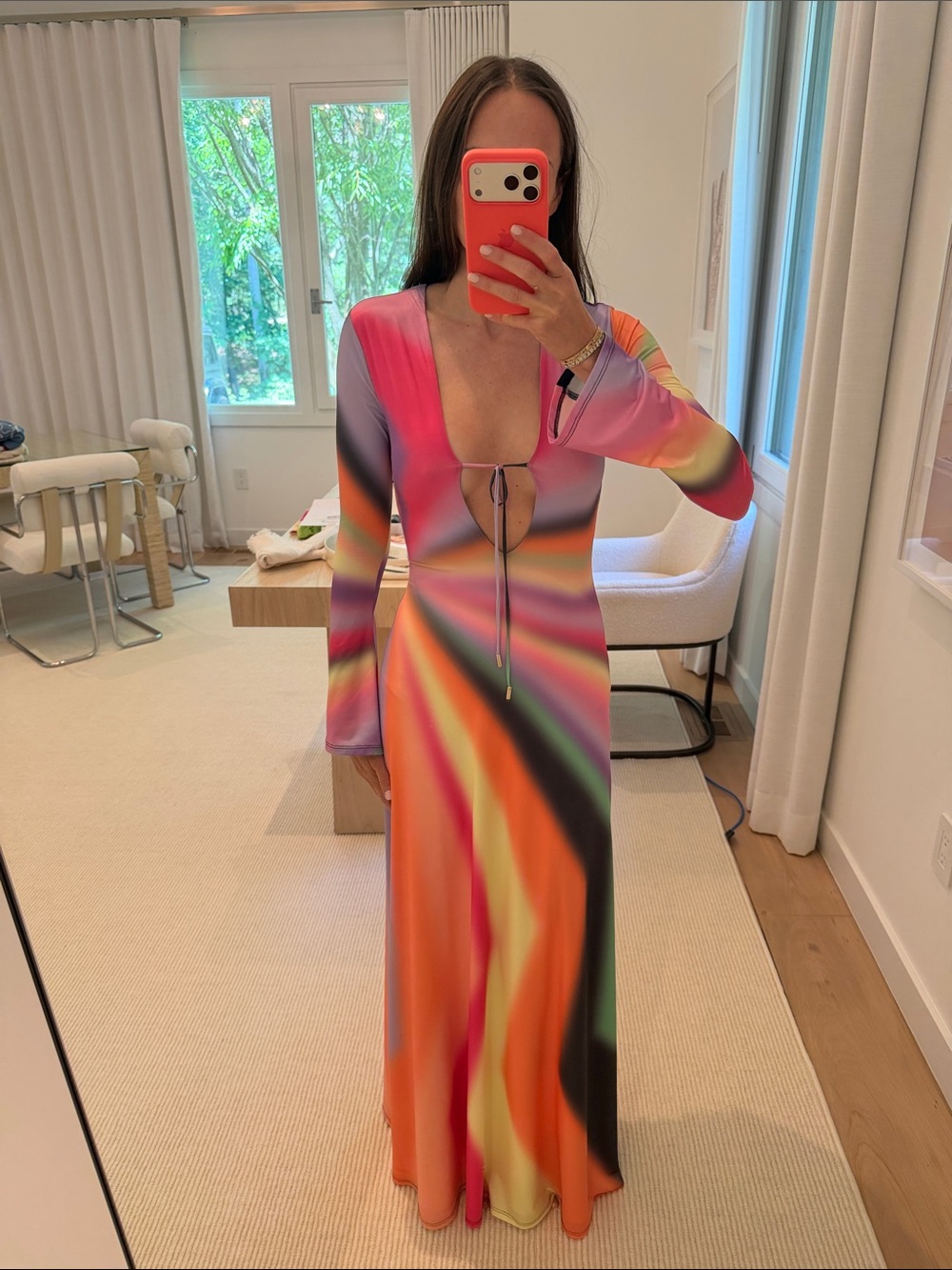 AFRM Multicolor Swirl Maxi Dress - Pink, Orange, Yellow, Black